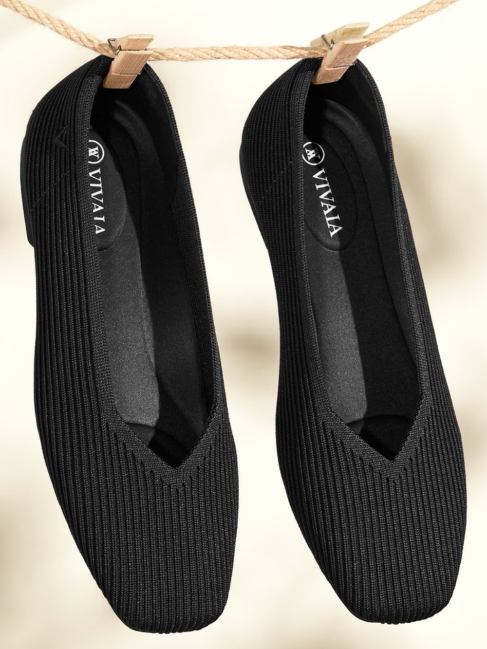 Vivaia Margot Old Money Versatile Arch Support Square Comfort Flats Black 7.5